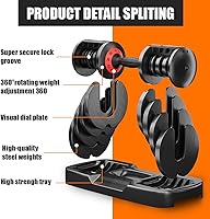 Vista 3 de VEICK Mancuerna ajustable de 25/55 libras con mango giratorio antideslizante, peso de ajuste rápido para hombres y mujeres, equipo de ejercicio