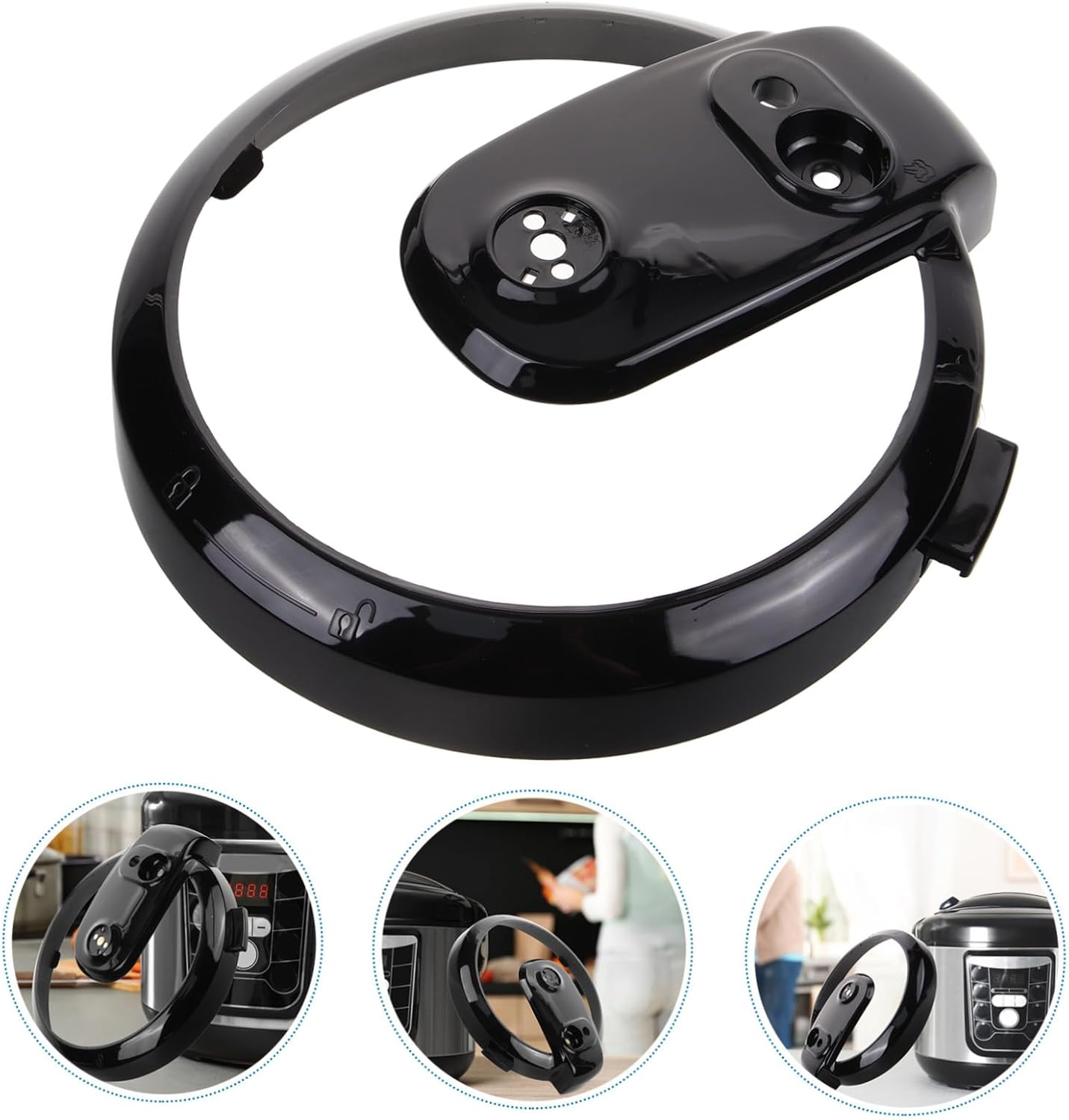 Lurrose Electric Pressure Cooker Replacement Lid Frame Black 12PCS502A1 Compatible MY-12CS502A Sturdy Cooking Accessory for Indoor Kitchen