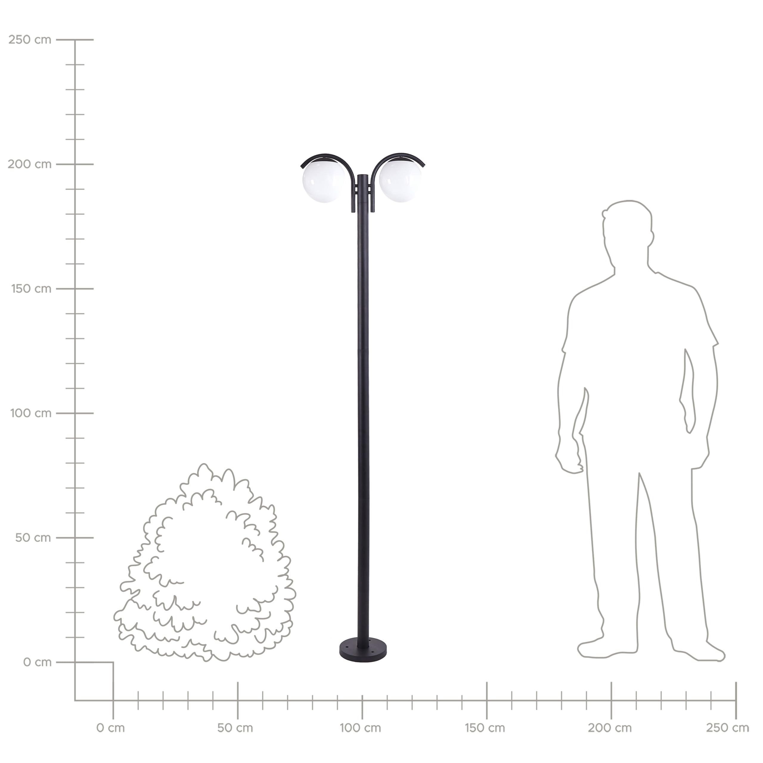 Beliani Farola de jardín moderna 2 luces lámpara poste camino exterior aluminio material sintético negro Kulsi