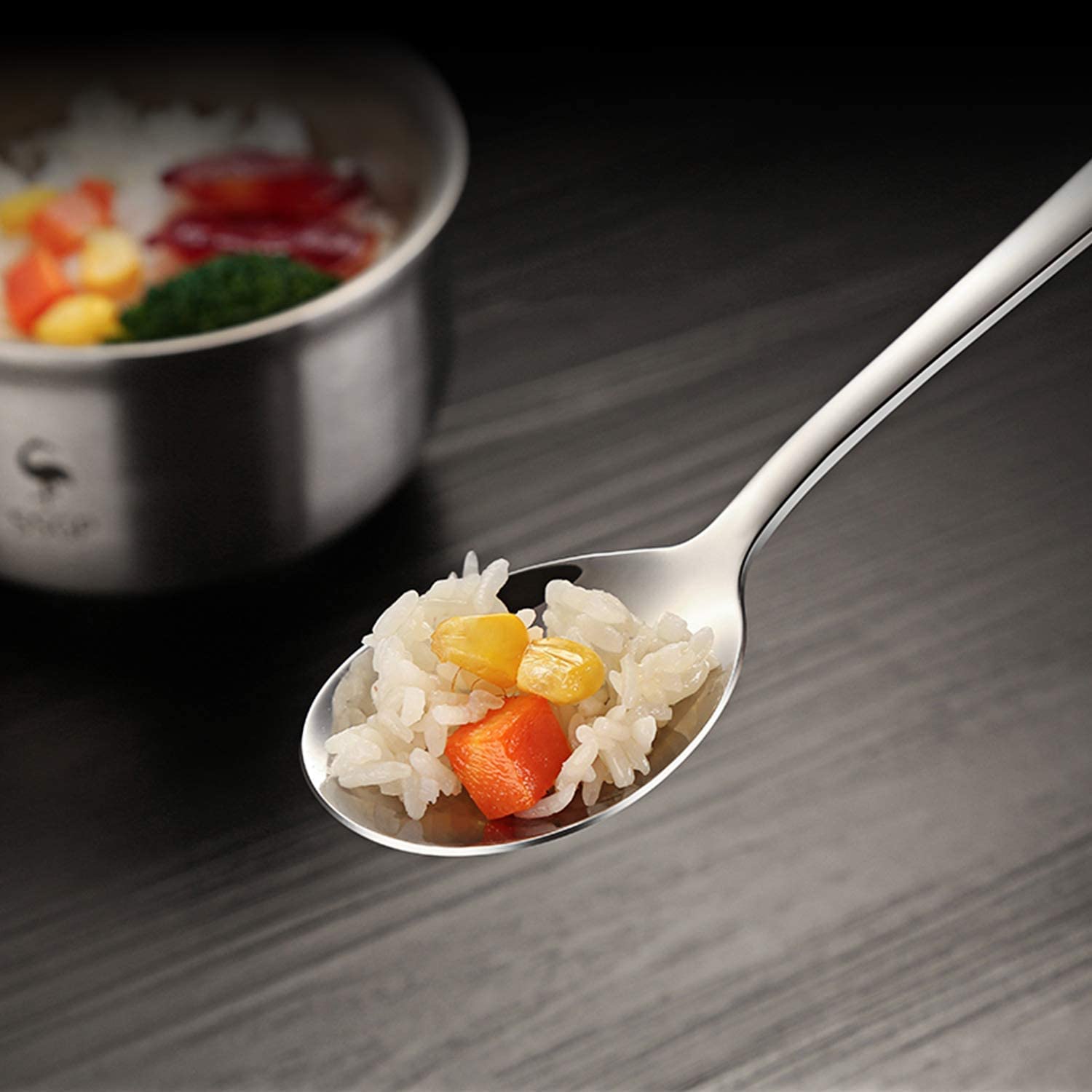 Leeonz 2Pcs Soup Spoons Stainless Steel Round Tablespoons, 8.26 Inch Long Handle Dinner Rice Korean Spoons Set for Home Kitchen Restaurant 3