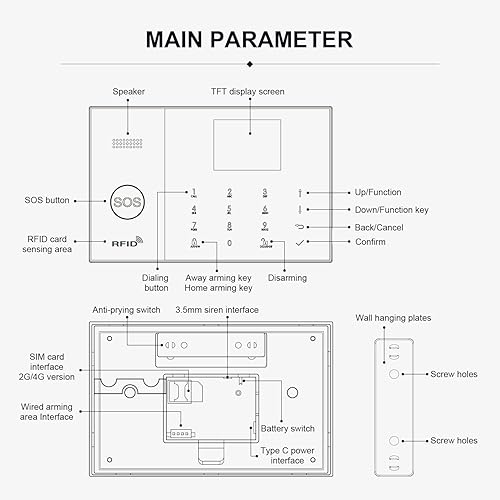 Miniatura 9 de LWOHSI Alarma inteligente para el hogar, sistemas de seguridad GSM 4G/WiFi para el hogar con sensores de ventana de puerta y sensores de movimiento,