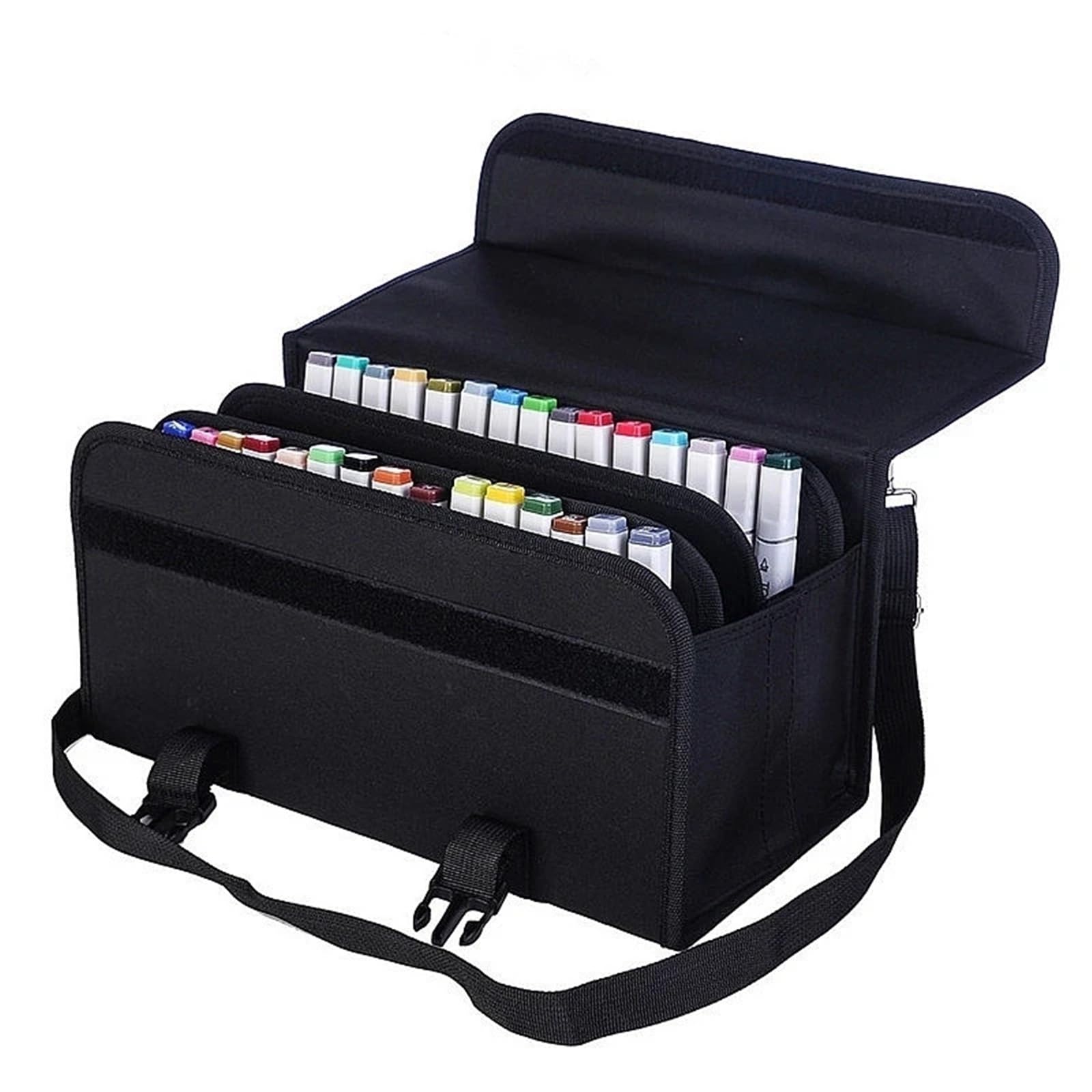 Aufbewahrungsbox für Markierungsstifte 120 Slot Große Kapazität Faltbare Marker Stift Fall Art Marker Stift Tasche Lagerung Tasche Langlebige Skizze Werkzeug Lagerung Box schreibwaren für Büro(Black)