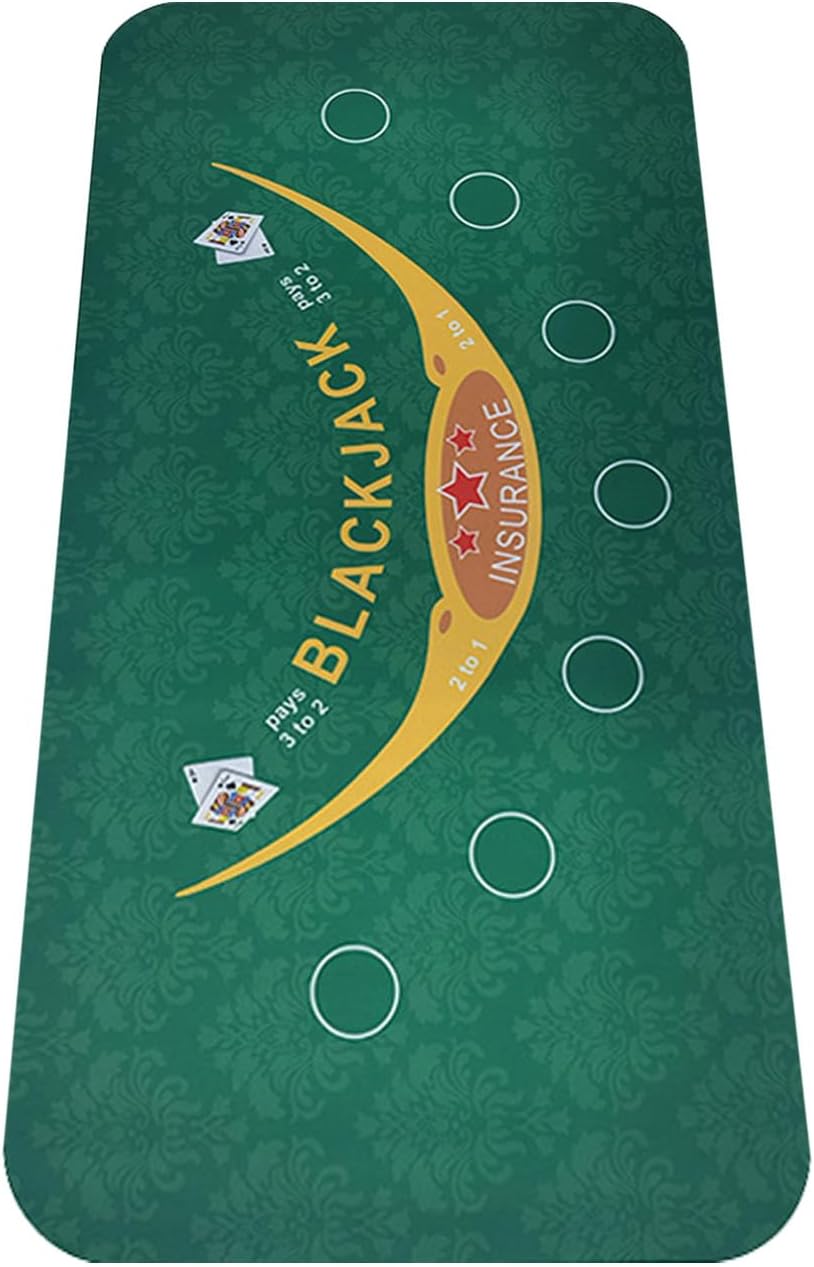 nuveti 70" X 35" Blackjack Mat - Smooth, Water-Resistant, and Non-Slip Blackjack Table Mat Made of 2mm Rubber - Get Your Blackjack Games Going Anywhere with The Included Carrying Bag (Green)