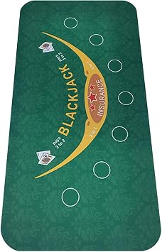 nuveti 70" X 35" Blackjack Mat - Smooth, Water-Resistant, and Non-Slip Blackjack Table Mat Made of 2mm Rubber - Get Your Blackjack Games Going Anywhere with The Included Carrying Bag Green