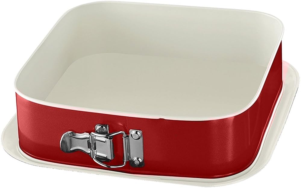 ALPFA Springform pan Square Creme, Ceramic, Red/Crème, 24 x 24 x 7 cm