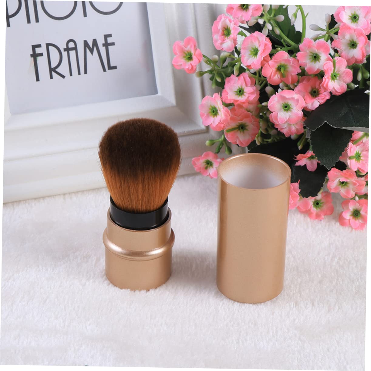 FRCOLOR 9pezzi Spazzole Professionali Per Fondotinta Estensibili Strumenti Cosmetici Portatili e Marrone Applicazione Facile e Veloce Per Make up Naturale