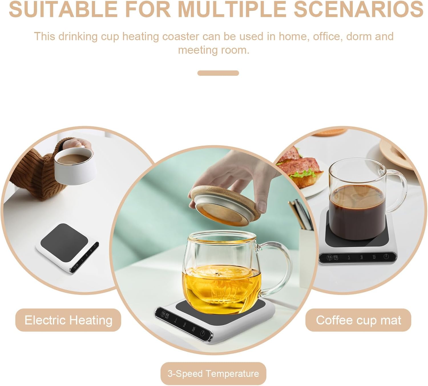 Temperature Mug Warmer USB Powered Reusable Electric Cup Heating Coaster for Desk Office Home Small Portable Design for Coffee Tea Milk Warmth