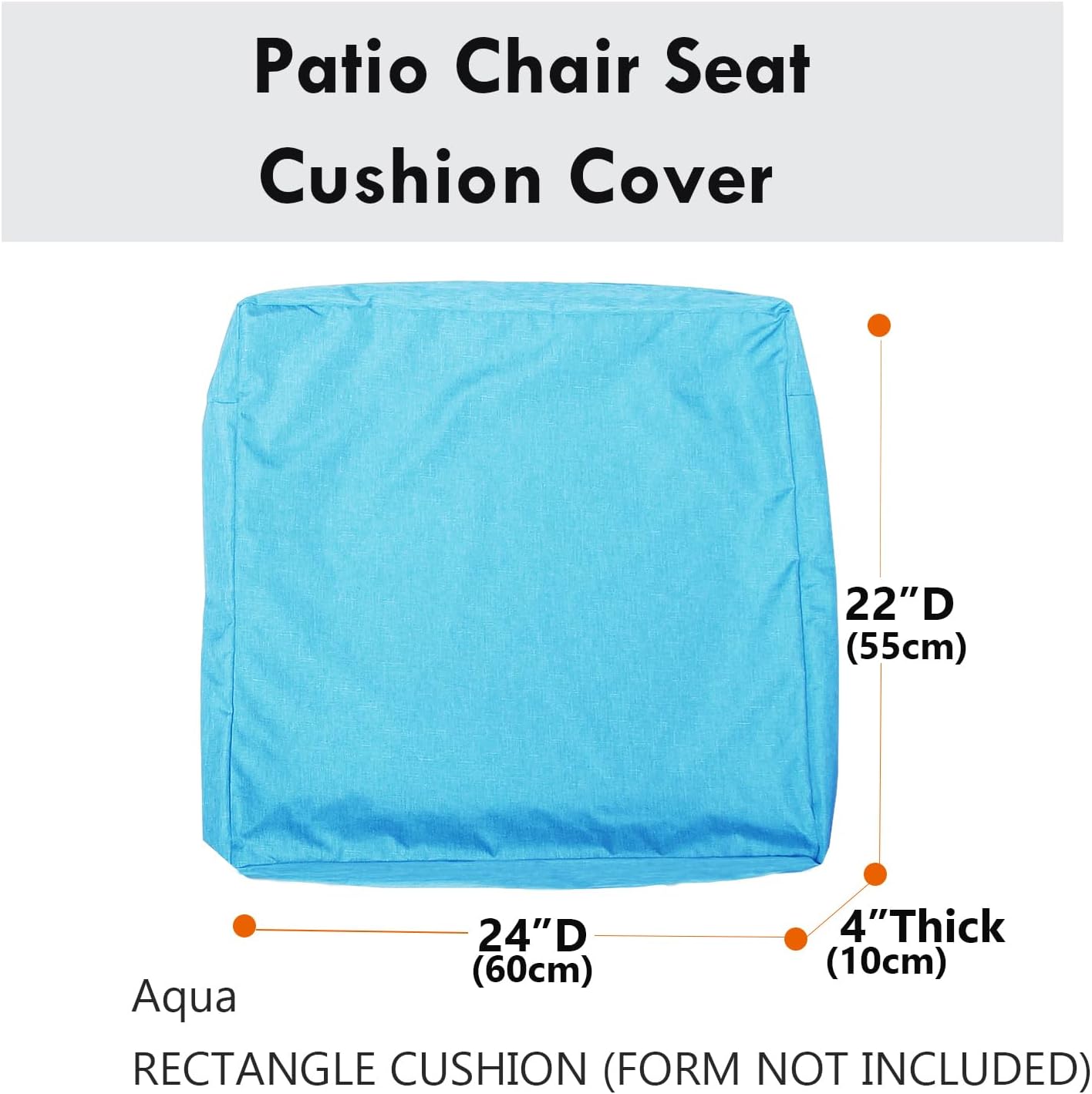 Patio Seat Cushion Covers,Washable Slip Covers Replacement,Waterproof Outdoor Furniture Chair Cushion Pillow Seat Cover for Couch,Garden,Sofa,Aqua,24"×22"×4"(2 Covers Only)