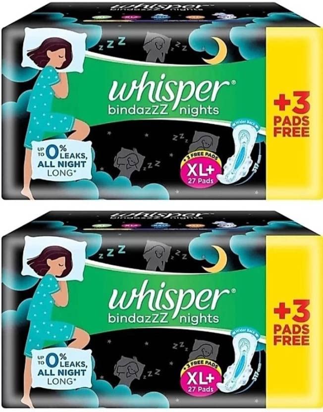 Whisper Bindazzz Night XL+ Wings Sanitary Pad (Pack of 30+30) Napkins Sanitary Pad Sanitary Pad (Pack of 2) (B0B575QVLV) Amazon Price History, Amazon Price Tracker