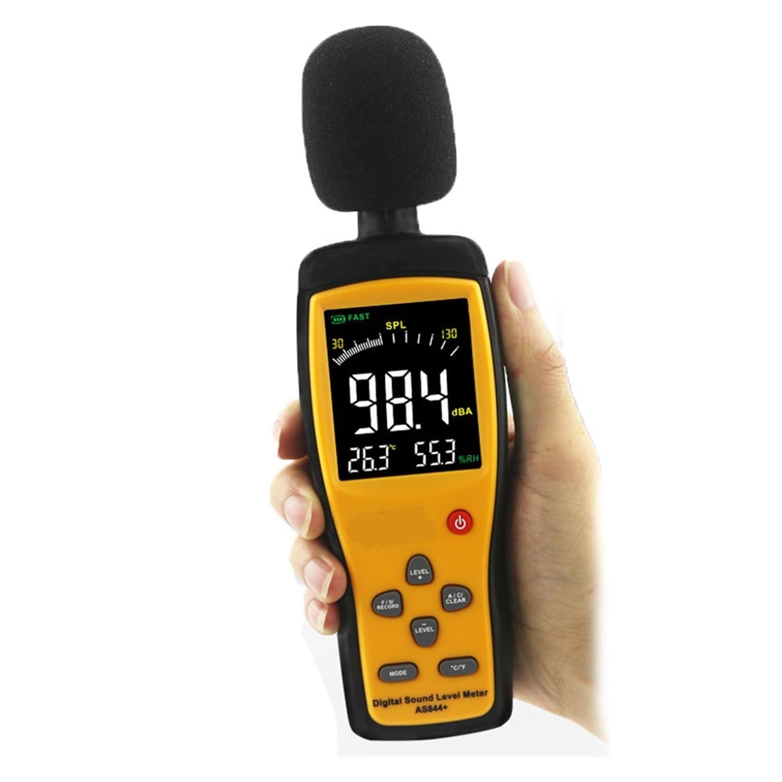 INTELIGENTNY CZUJNIK AS834+ AS844+ Cyfrowy miernik poziomu dźwięku LCD Noisemeter 30-130dB Poziom hałasu Decybel Monitorowanie Tester Instrument(AS844 Plus)