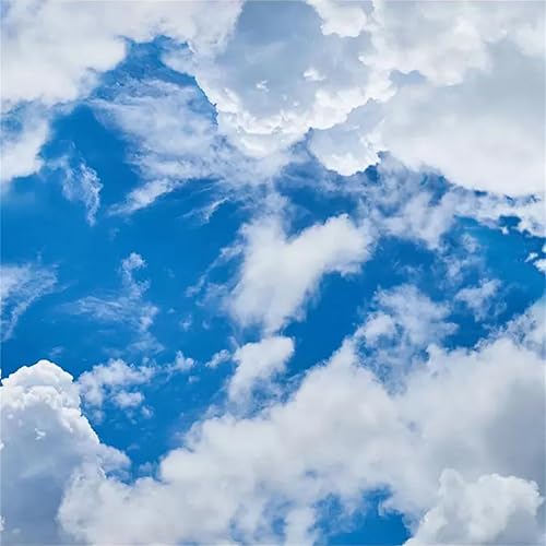Miniatura 3 de Papel tapiz autoadhesivo para techo, cielo azul, nubes blancas, cielo, nubes, naturaleza, paisaje, despegar y pegar, mural de pared decorativo,