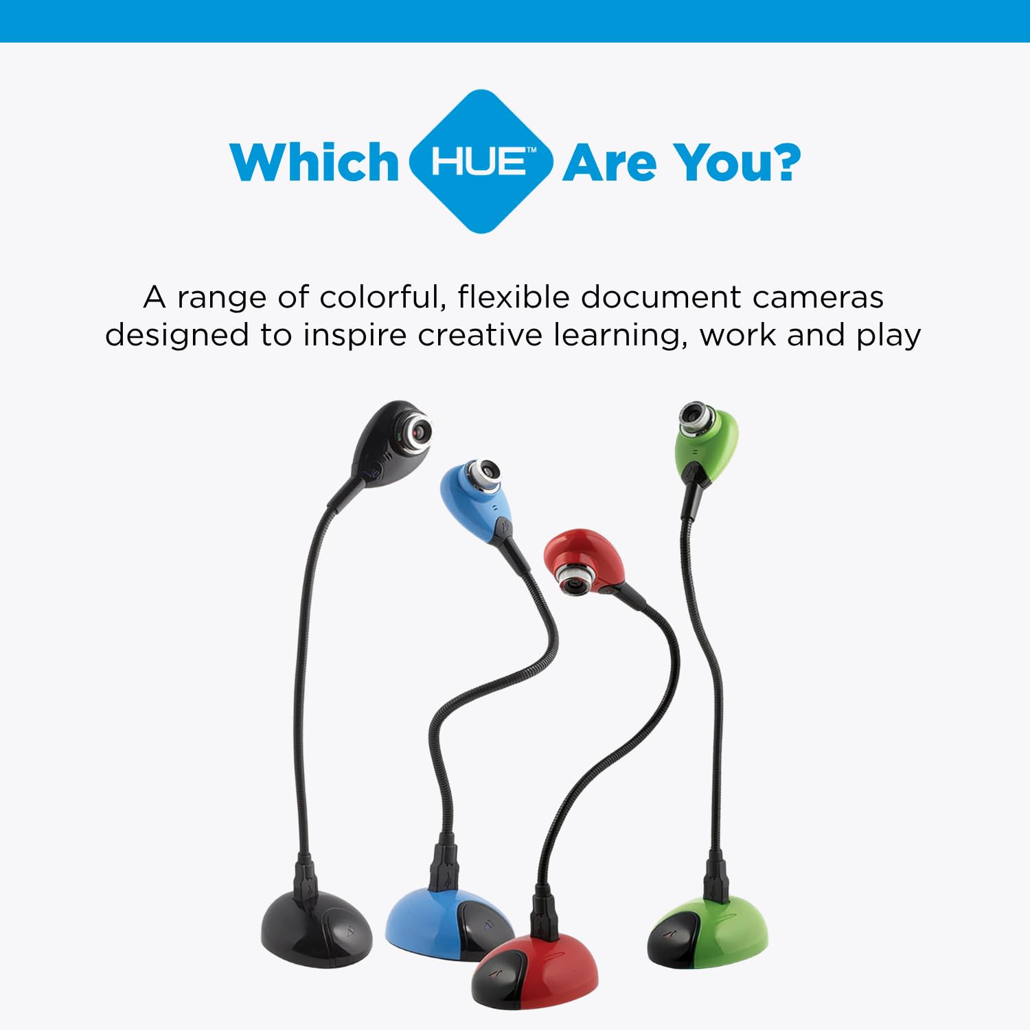 HUE HD Tragbare USB-Visualisierer/Dokumentenkamera für Unterricht und Klassenzimmer, Videokonferenzen, Webcam für Live-Streaming (Full HD 1080p Flexible Kamera) (Blau)