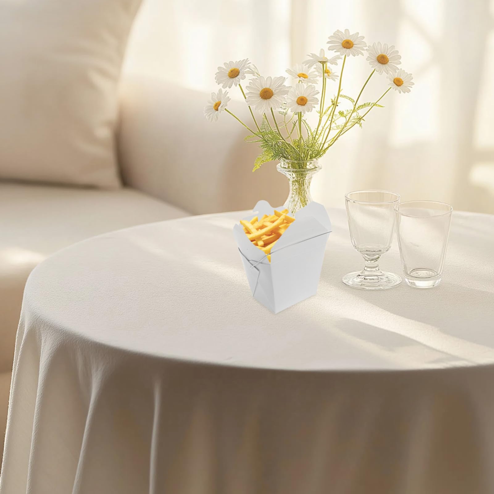 PRETYZOOM 50stücke Chinesische Papierbehälter Zum Mitnehmen Verpackungsboxen Mit Drahtgriff Für Warmes Und Kaltes Gericht Restaurantzubehör