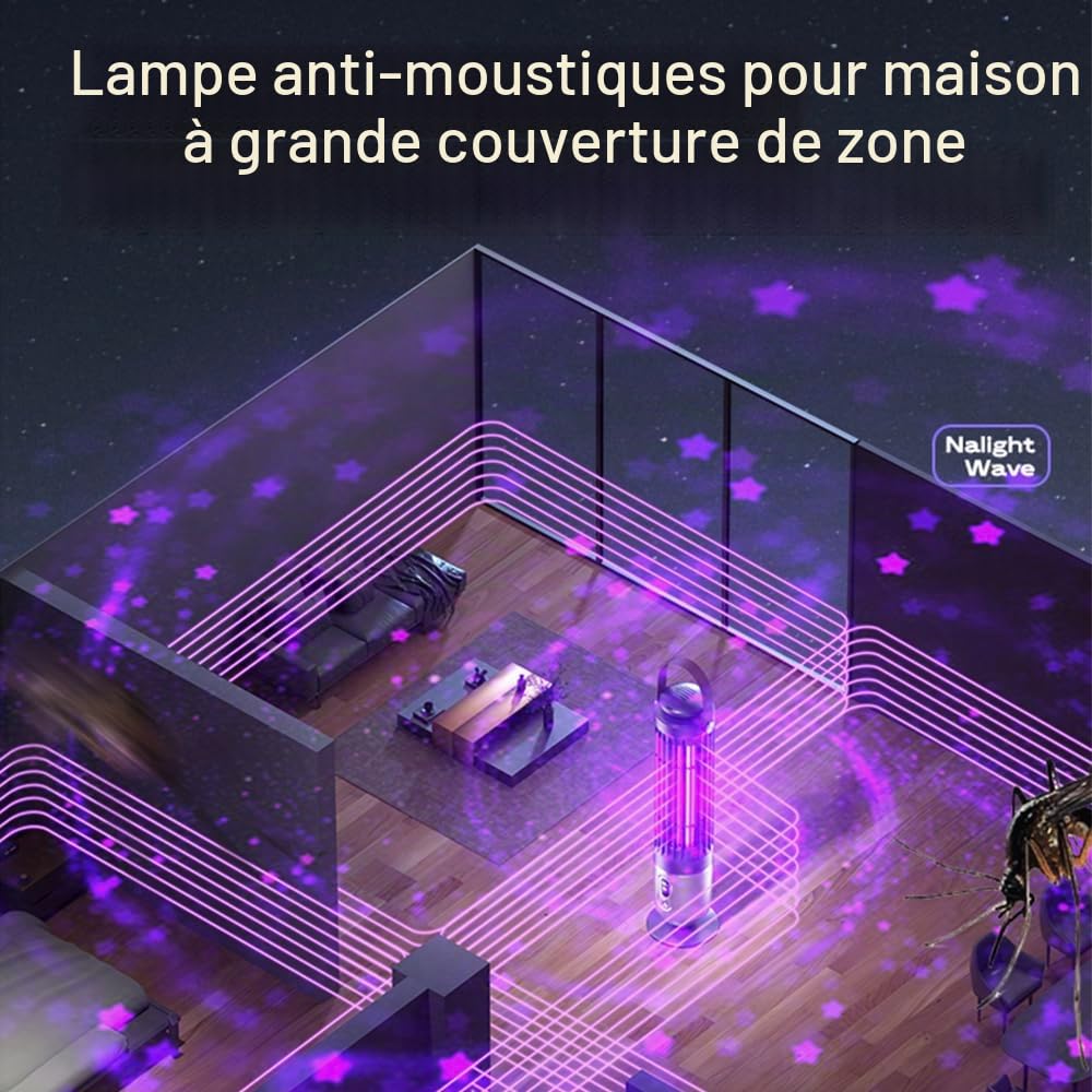 FanFuGuo® Lampe Anti Moucherons Anti Moustique Mouche Rechargeable, Lampe UV et veilleuse 2 en 1 avec capteur crépusculaire, Anti Insectes Volants Tue Mouche Electrique Intérieur et extérieur (Black1)