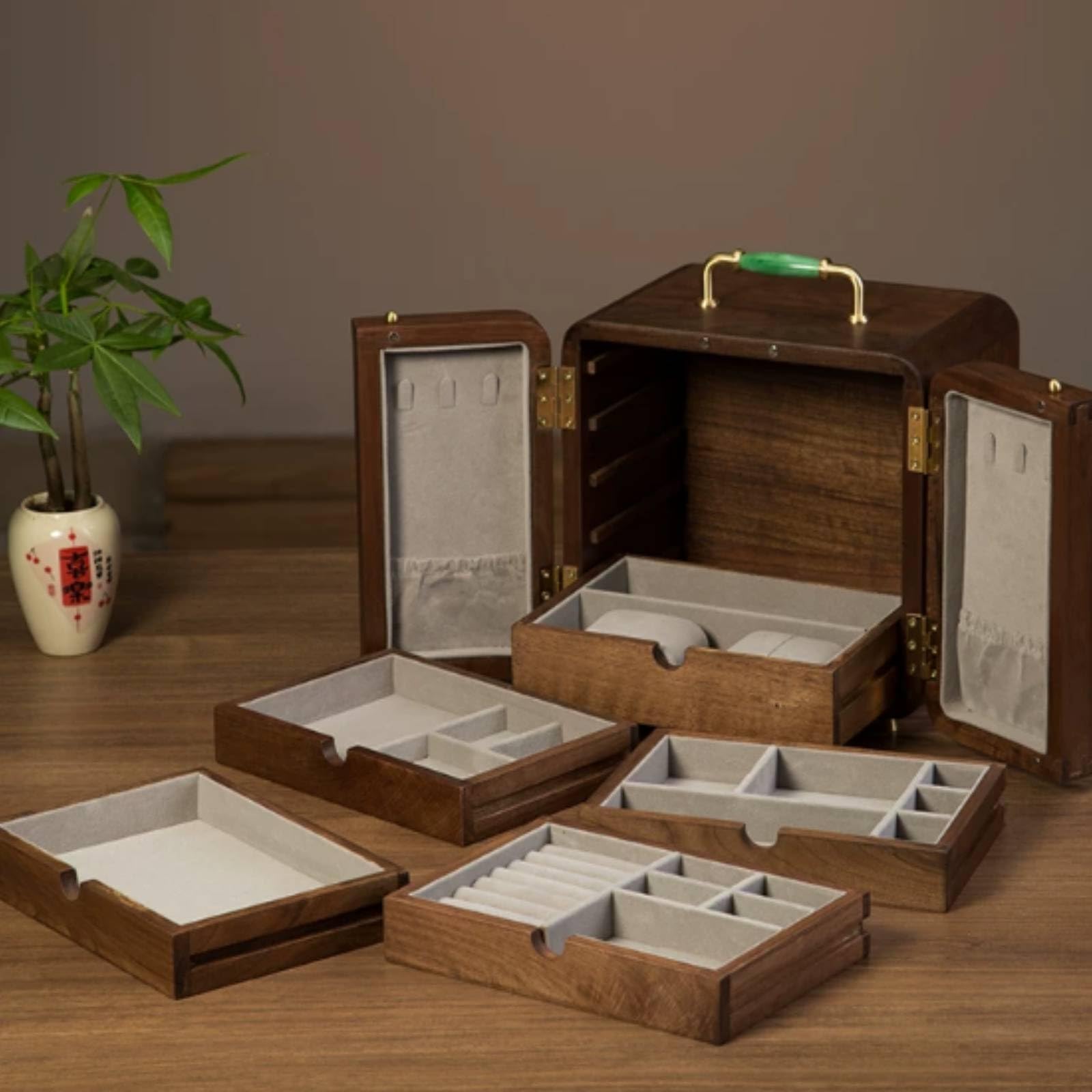 predolo Boîte à Bijoux avec Tiroirs En Bois Coffret à Bijoux Polyvalent Organisateur pour Femmes, Coiffeuse, Chambre