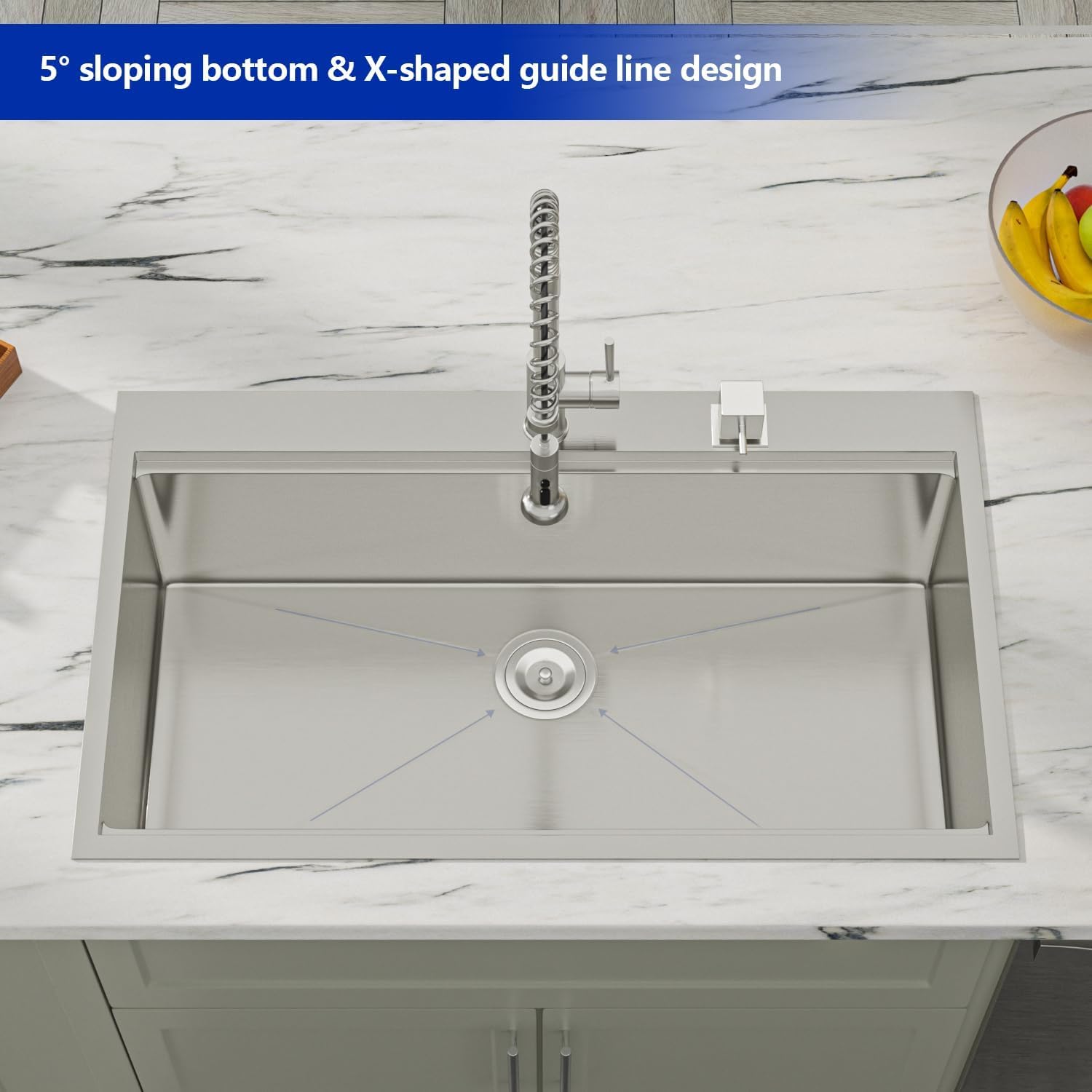 Dcolora 33x22 Drop In Workstation Stainless Steel Kitchen Sink 16 Gauge 304 Large Single Bowl Topmount Sinks with Accessories, Round Corner 33"x22"x10" #DC-T7741