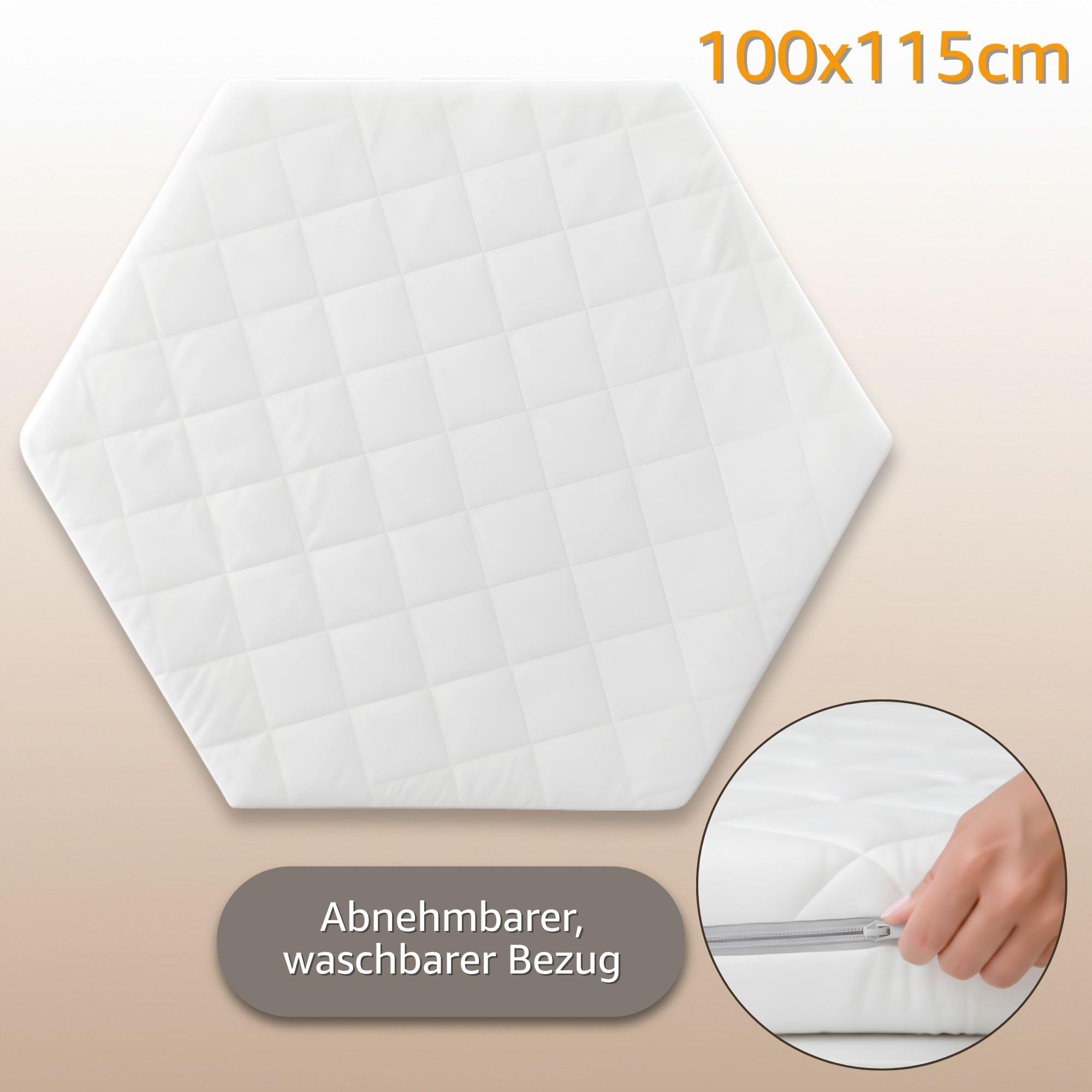 Totsy Baby Matelas de Parc Enfant Hexagonal 100x115 cm – Tapis de Parcs de Jeu pour Bebe cododo ou Sol Doux en Mousse avec Respirante Housse pour bébé Oeko-Tex 100 x 115