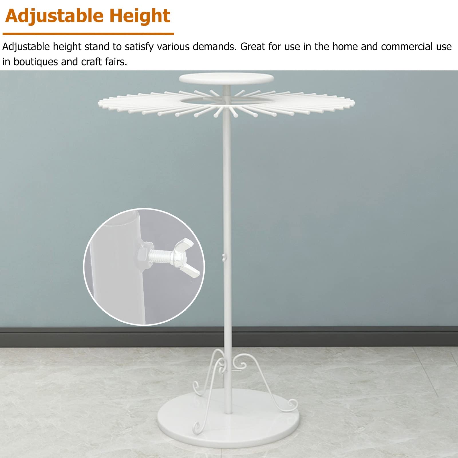 Percha para bufanda para hombre, altura ajustable, giratoria, ahorro de espacio, color blanco, diámetro 70 cm