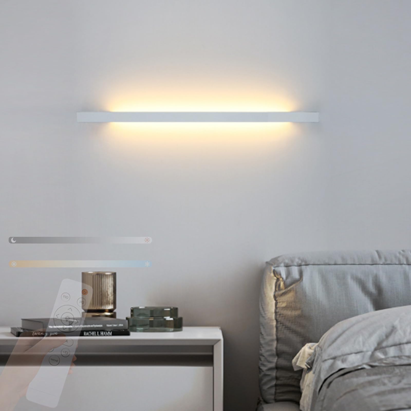Aplique de pared LED de 100cm regulable con mando en blanco 8