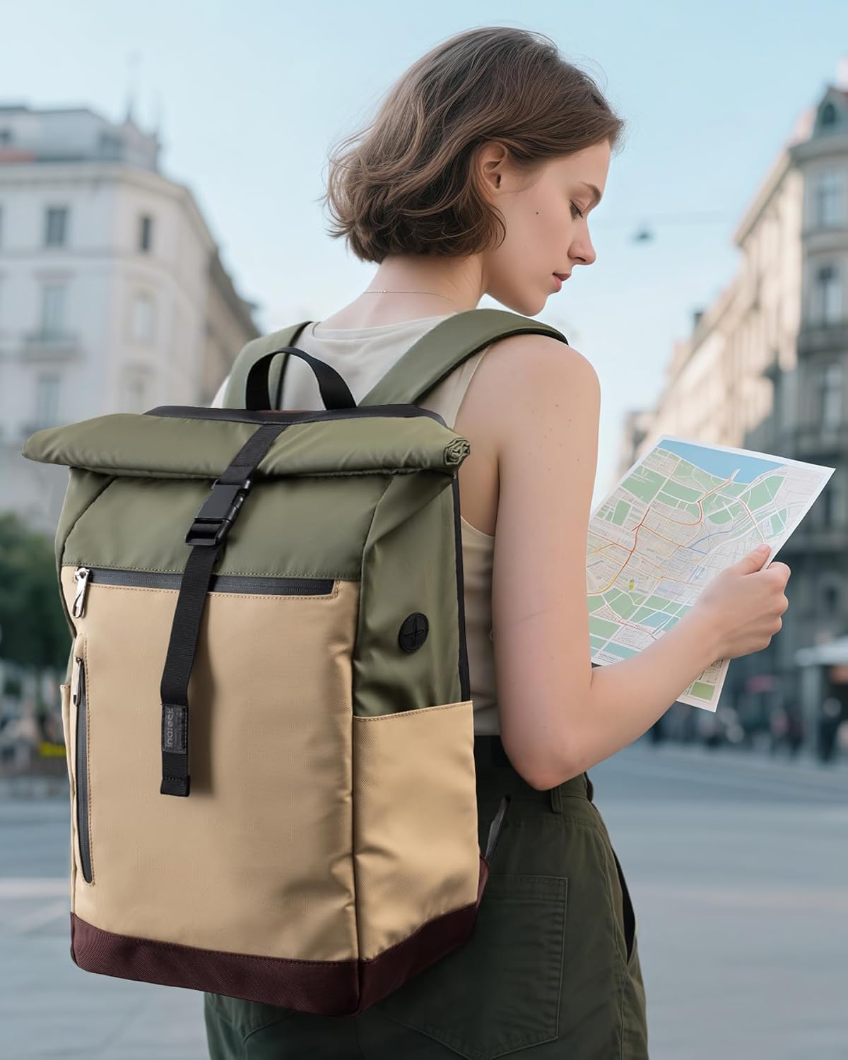 Inateck RollTop plecak dla mężczyzn i kobiet, 25-30 l, plecak rowerowy, plecak szkolny, na uczelnię, czas wolny, do pracy, sportu, podróży, stylowy plecak dzienny z kieszenią na laptopa o przekątnej