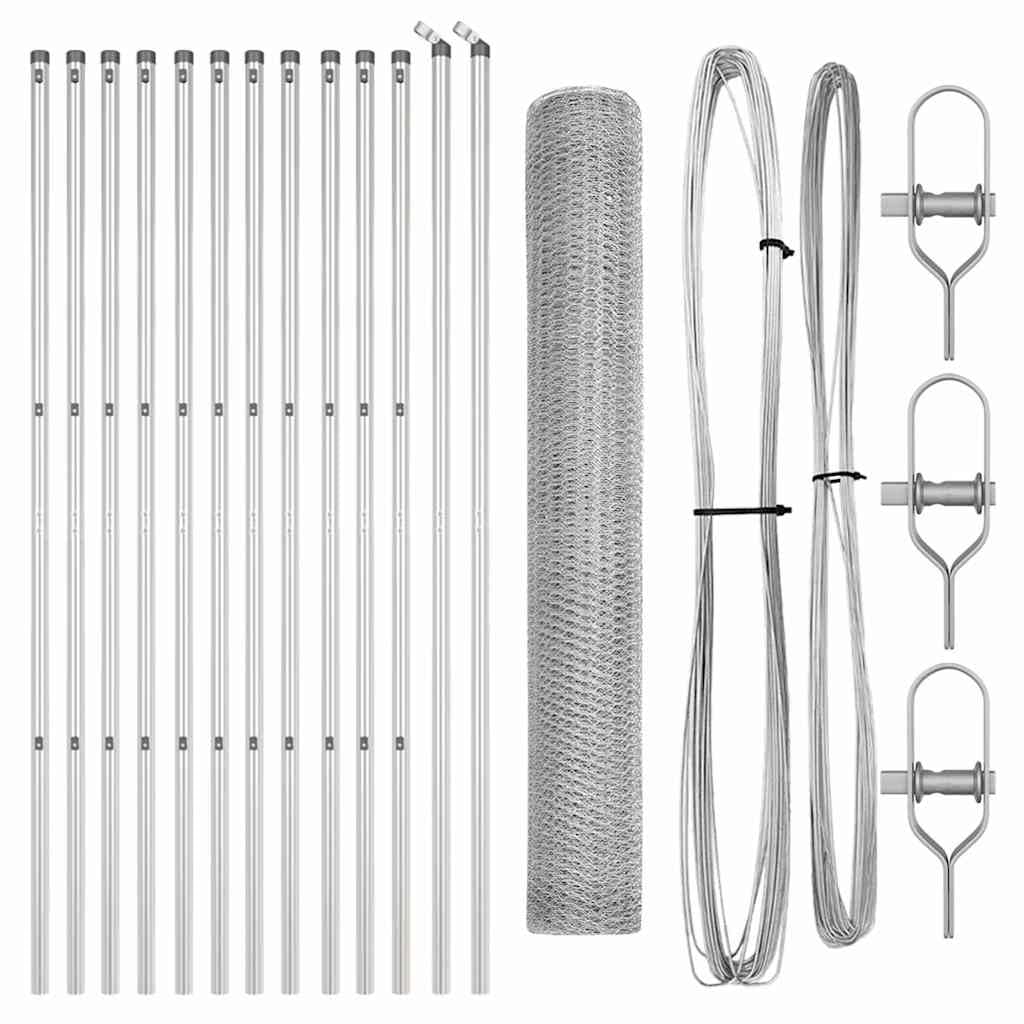 Steel Garden Fence Post Silver 25 x 1.4 m 13 mm Mesh Outdoor Security Barrier for Pet Enclosure Terrace and Yard Protection Weather Resistant Corrosion Proof Easy Assembly