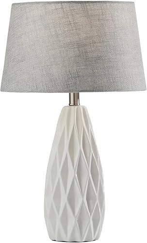 Adesso SL1149-02 Joan Juego de Lámpara de Mesa, 22.5 in., 100W, Acabado Blanco, 2 Lámparas de Metal