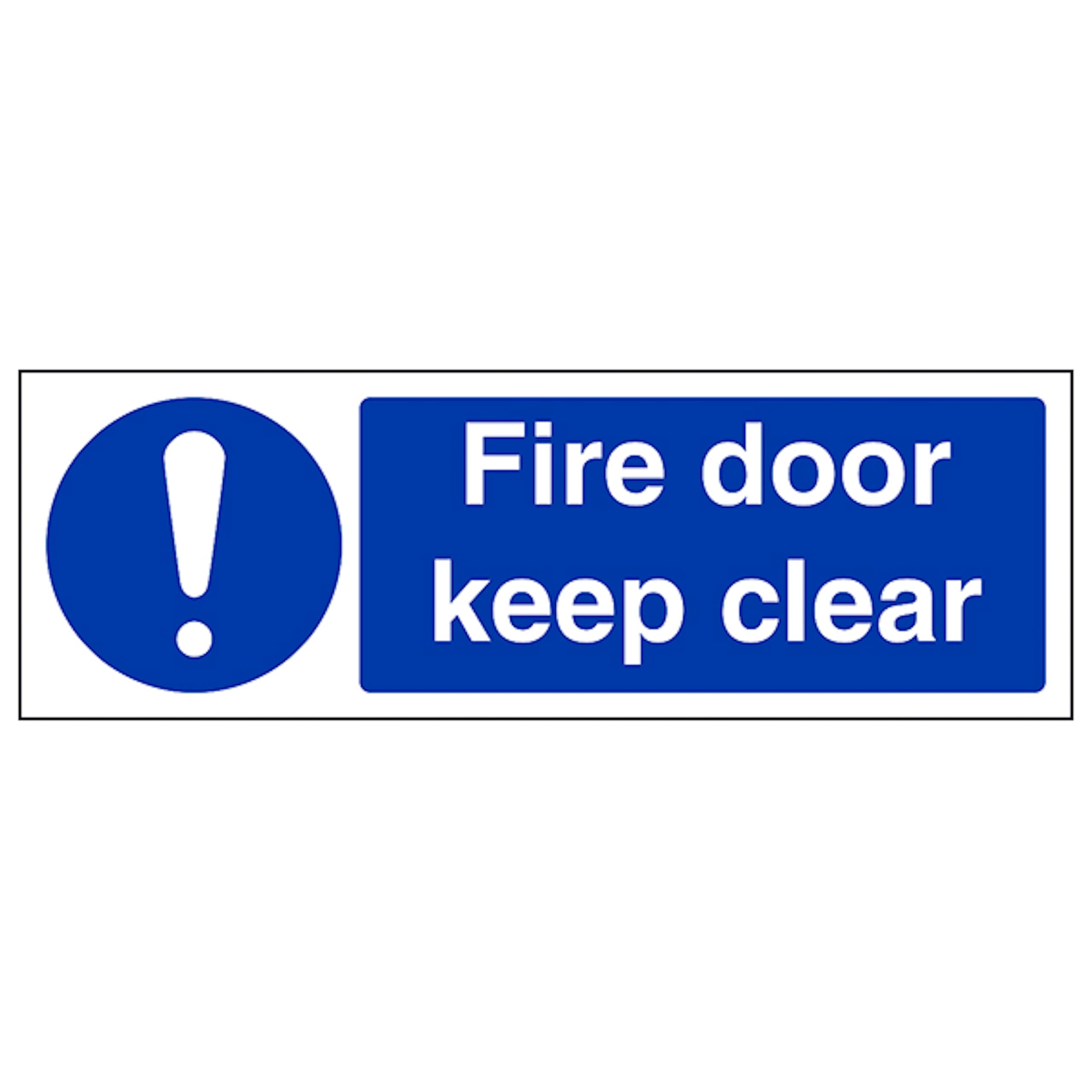 V Safety Fire Door Keep Clear - Landscape 600 x 200 mm - 2mm Super-Tough Rigid Plastic Safety Sign