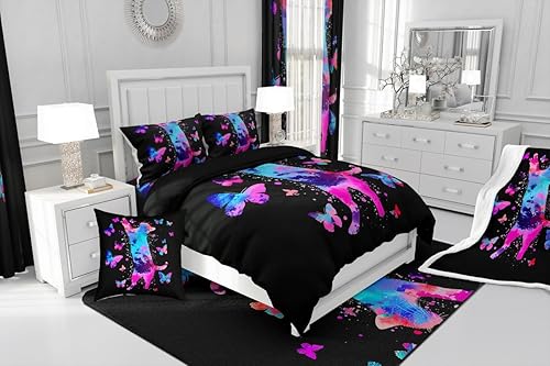 Miniatura 13 de Juego de ropa de cama de dibujos animados para niños, funda de edredón con estampado de vaca rosa, tamaño Queen, funda de edredón de piel de vaca