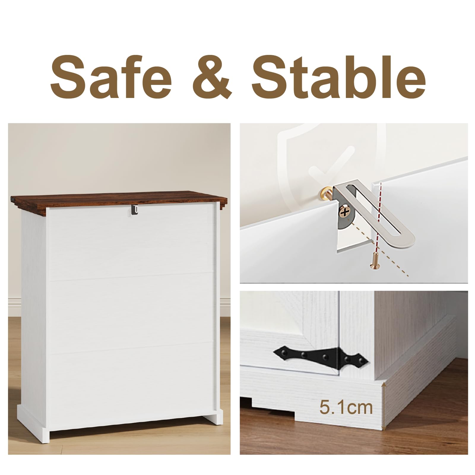 EOSVALO Küchenschrank, Sideboard mit Schubladen, Aufbewahrungsschrank mit Türen, Buffetschrank mit Verstellbarem Fachboden für Flur, Wohnzimmer, Esszimmer, 70,1 x 34 x 80 cm