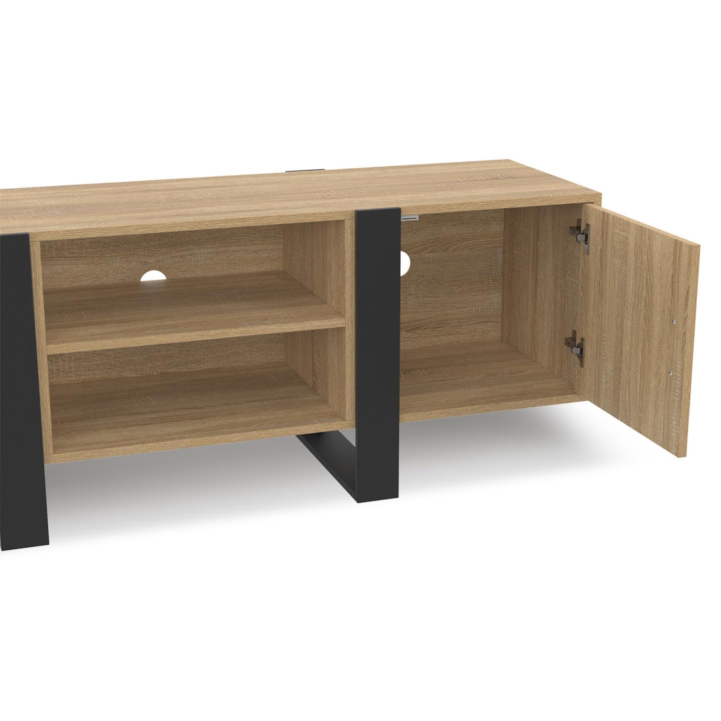 IDMarket - Meuble TV 140 cm Phoenix 2 Portes Bois et Noir