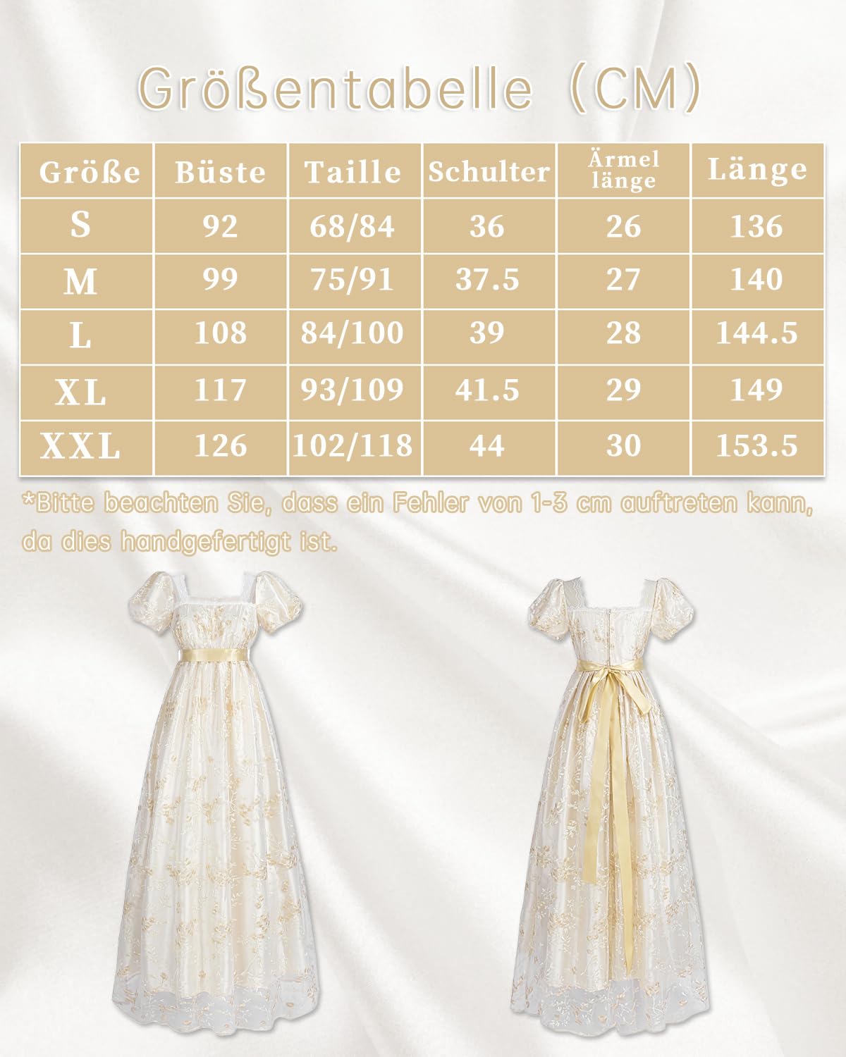 CR ROLECOS Empire - Abito da donna Regency Era da donna in stile vittoriano, con maniche a sbuffo