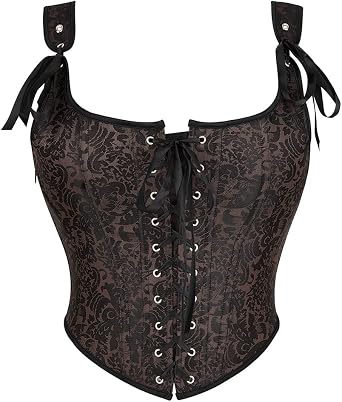 Mealah Womens Renaissance Floral Corset Top Going-Out Vintage Push-Up Overbust Bustier Lace-Up Renaissance Fair