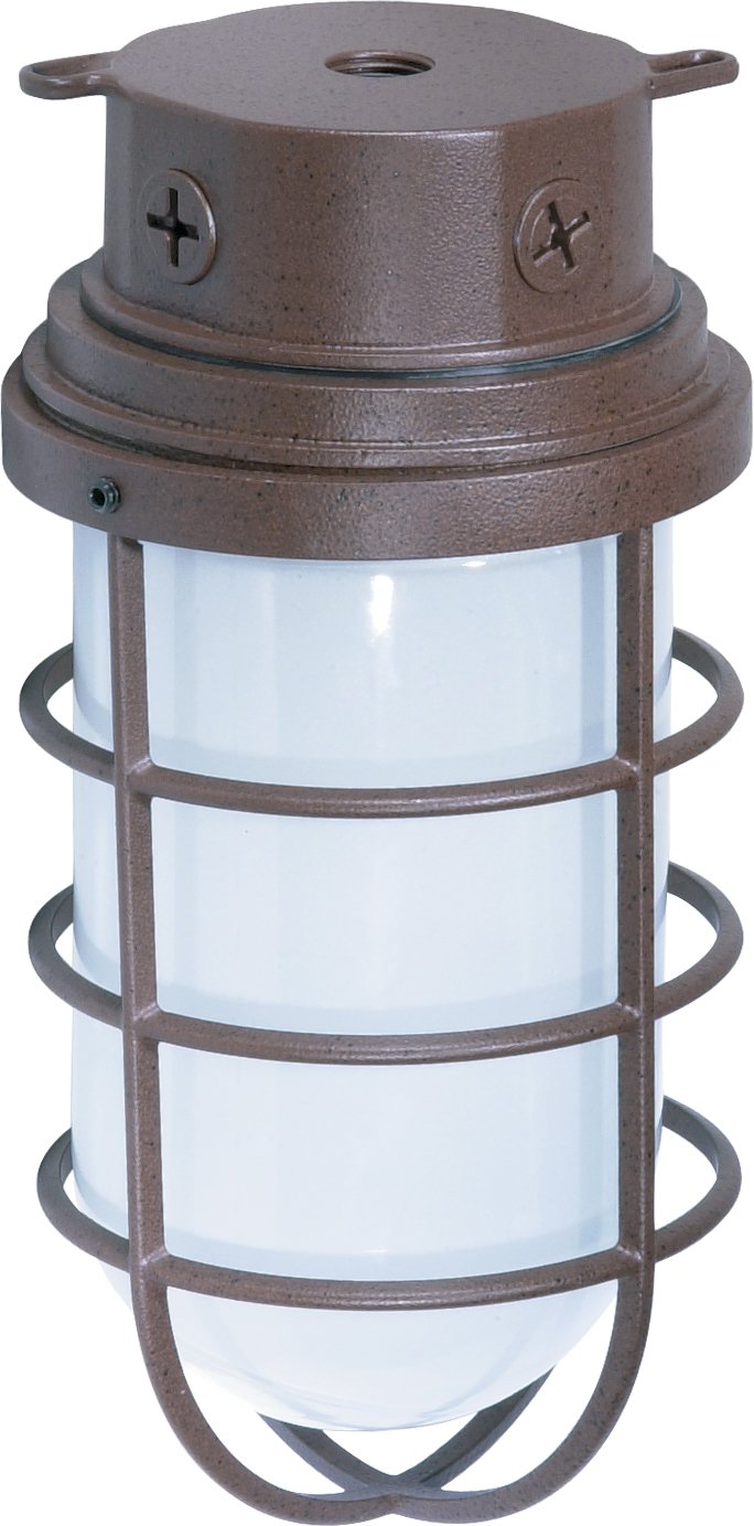 Nuvo Lighting SF76/627 Industrial Style Large Heavy Duty Aluminum Durable Outdoor Close to Ceiling Porch and Patio Light with Frosted Glass, Old Bronze