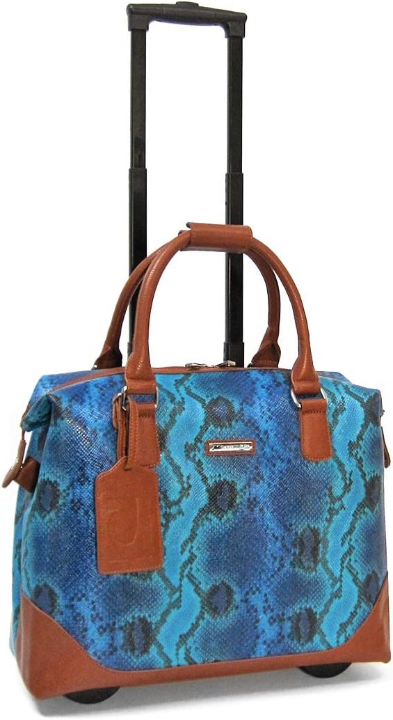 Cabrelli Bali Reptile 15 Inch Laptop Bag on Wheels Briefcase, Blue/Multi