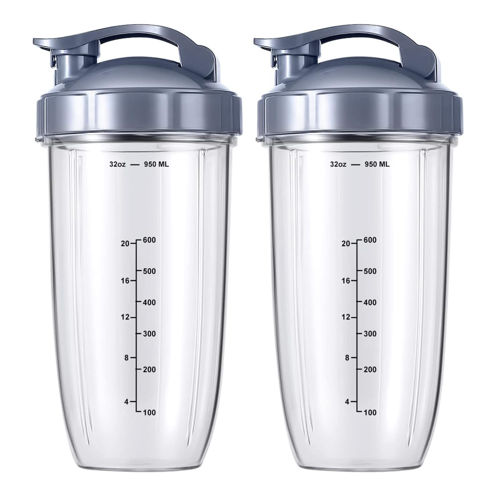 2 Pack Replacement Parts Upgrade 32OZ Cups with Replacement Flip-Top to-go-Lid and Rubber Gaskets Set Compatible with NutriBullet 600w/900W Blender Accessories