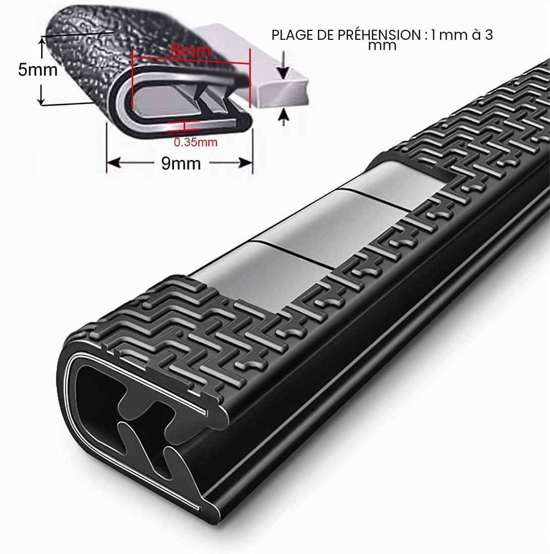 Protection Portiere Voiture 10M Joint Porte Voiture Portière de Voiture Protection Bord en Caoutchouc pour la Plupart des modèles (Noir)