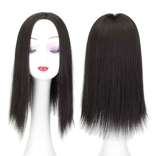 Miniatura 10 de Parte media de 22 pulgadas de pelo liso con clip en monofásico para la frente de las mujeres, pérdida de cabello, gris