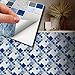 WALPLUS 15 cm (6") Set di adesivi per piastrelle a mosaico blu e grigio, adesivi per piastrelle da parete, in vinile, decorazione per la casa, per cucina, bagno, piastrelle