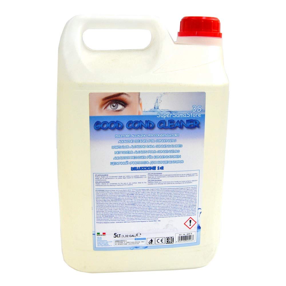 3S SuperSamaStore Good Cond Cleaner Détergent Dégraissant pour Condensateurs de Climatiseur, Élimine le Smog et la Poussière, Nettoyant Concentré pour Échangeurs à Ailettes des Unités Extérieures, 5 L