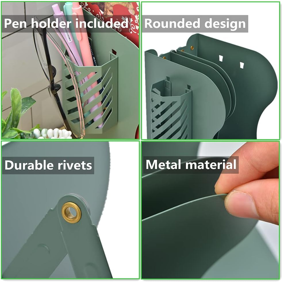 Citmage Adjustable Bookends 3 Compartments Decorative Metal Book