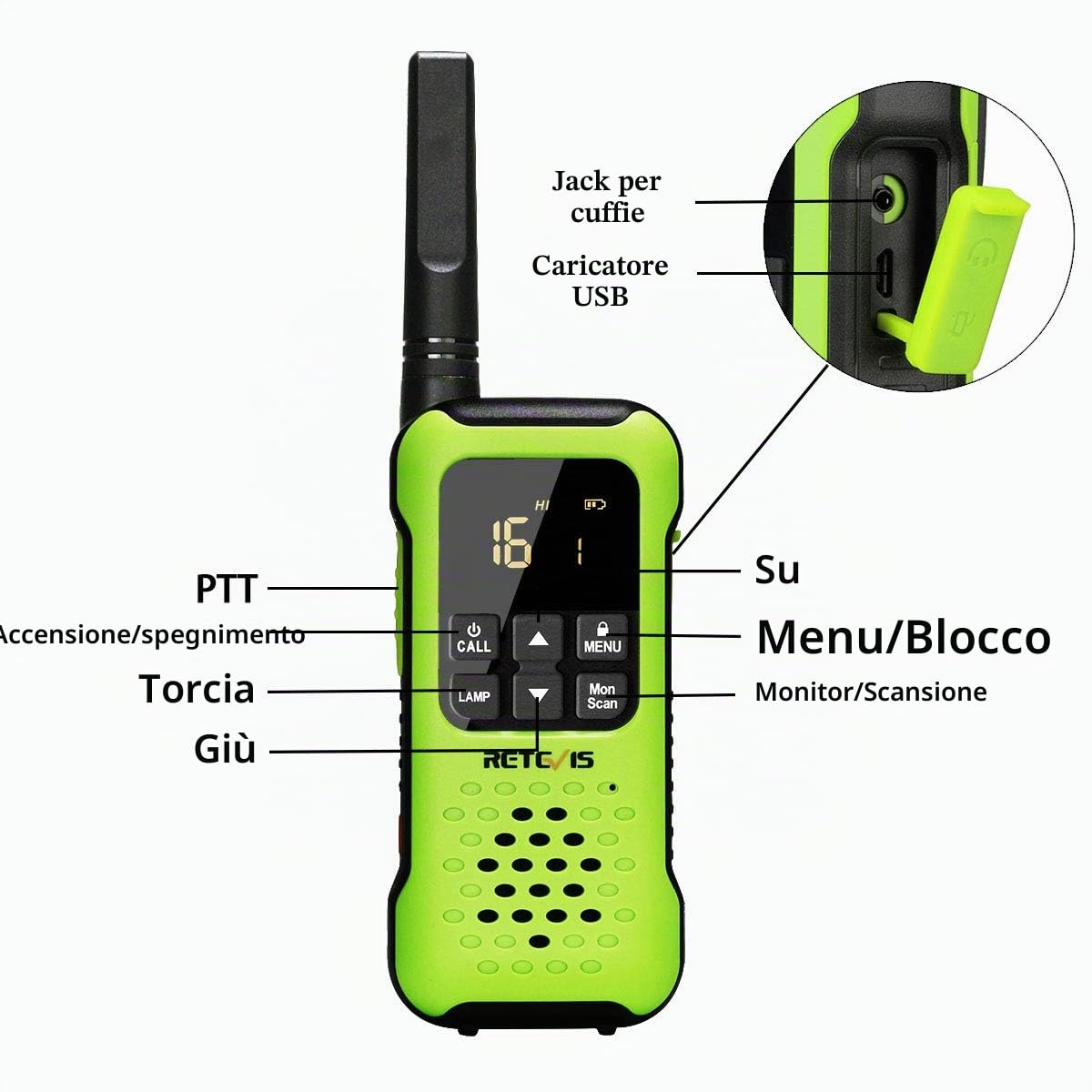 Retevis RT649P Walkie-talkie con Auricolare, Galleggiante Impermeabile IP67