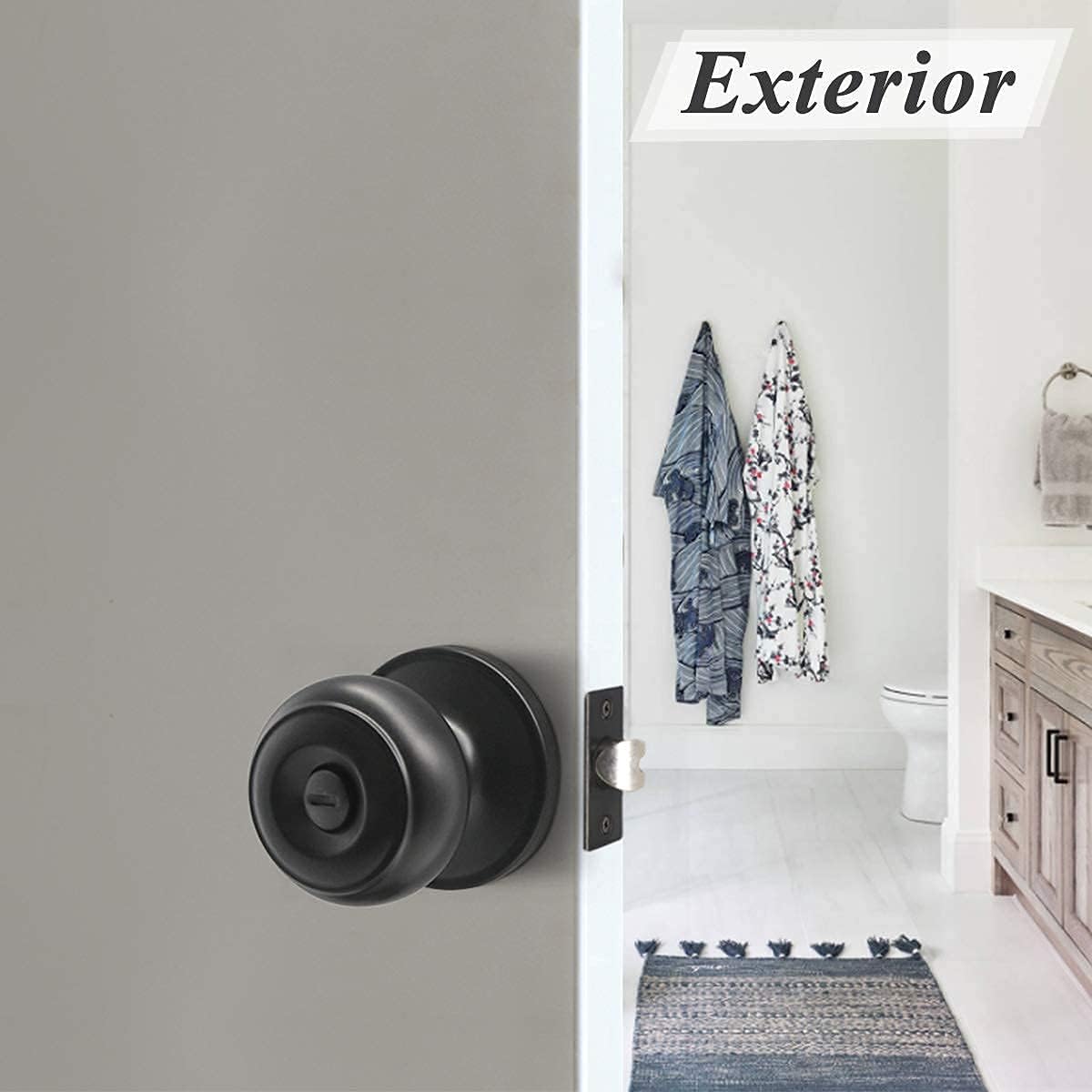 Probrico (10 Pack Privacy Door Knobs and (10 Pack) Passage Door Knobs Bundle, Interior Door Knob Set, Matte Black Finish