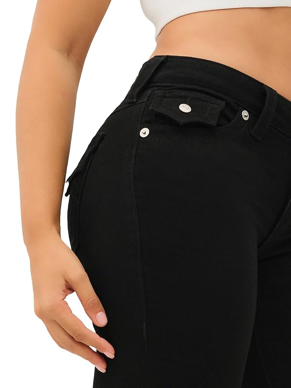 True Religion Women's Joey Mid Rise Flare Jeans, Black Body Rinse, 30 by True Religion - Used condition - Image 2