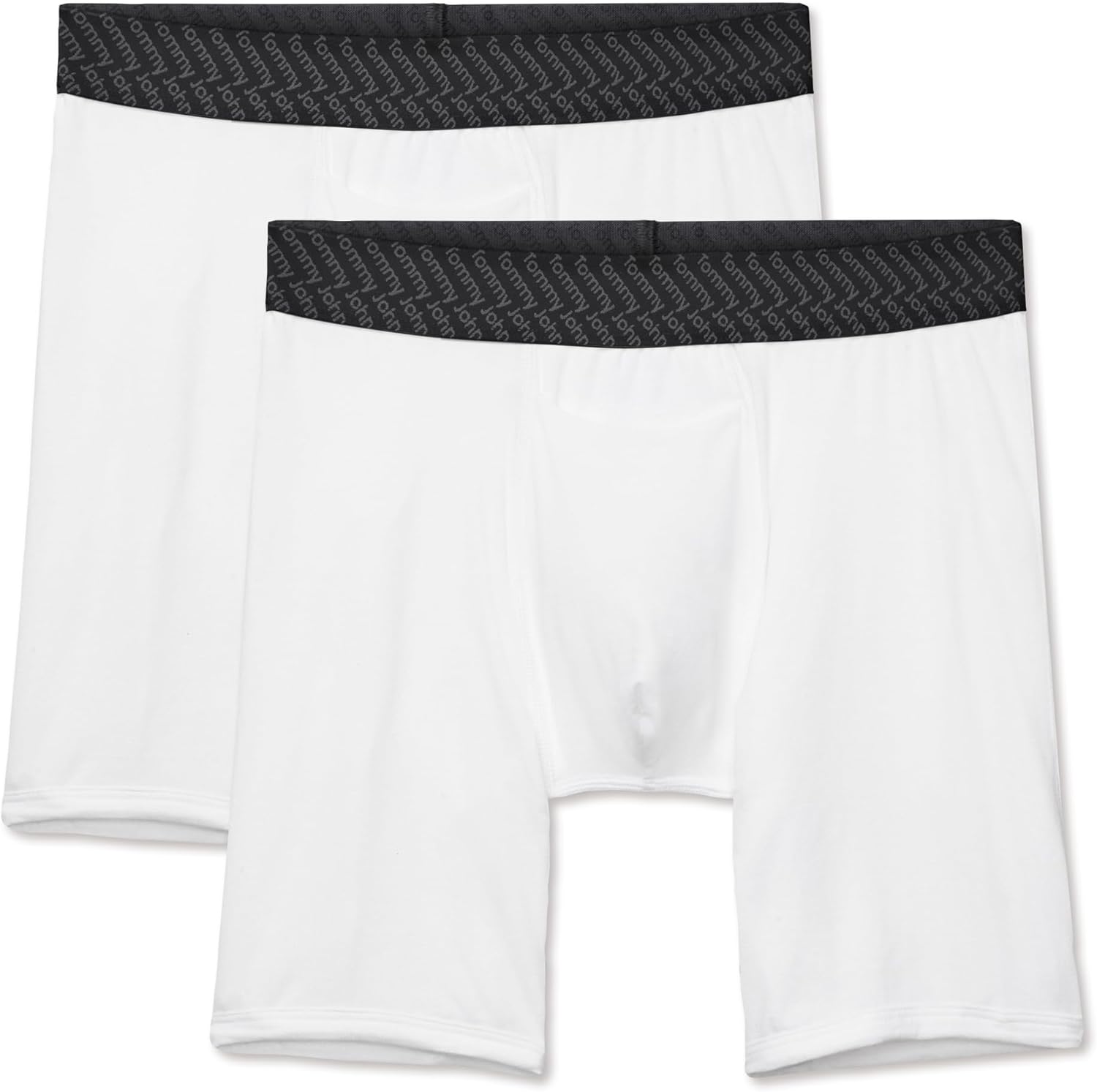 Tommy John Men’s Boxer Brief 8” Underwear - Cotton Basics Boxers with Supportive Contour Pouch