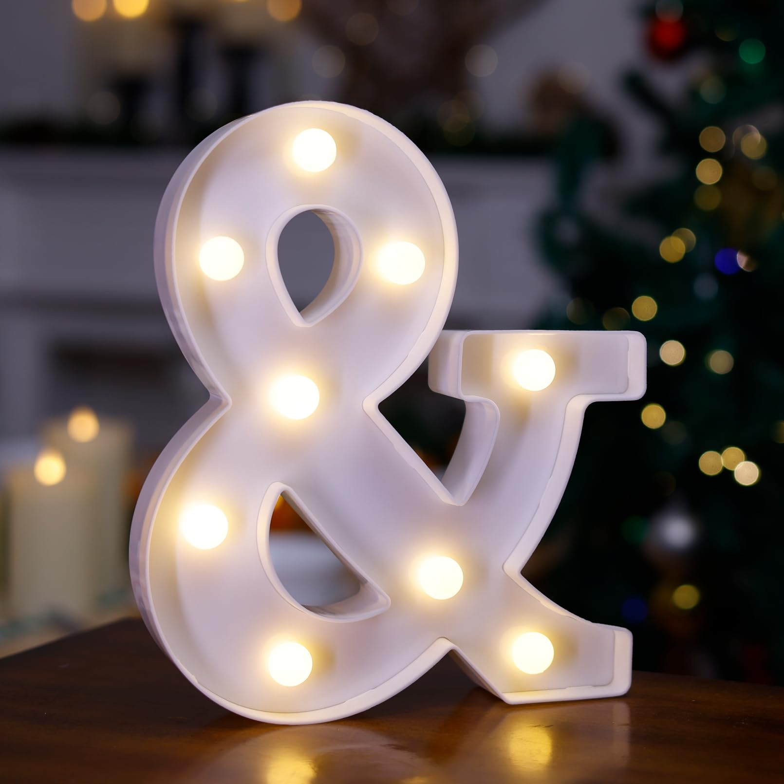 LED Marquee Sign Light Up Letters, 26 Alphabet Light Up Letters Sign, Battery Powered LED Letter Lights for Night Light, Wedding, Birthday, Party, Christmas or Home Decor(Symbol &, Warm White)