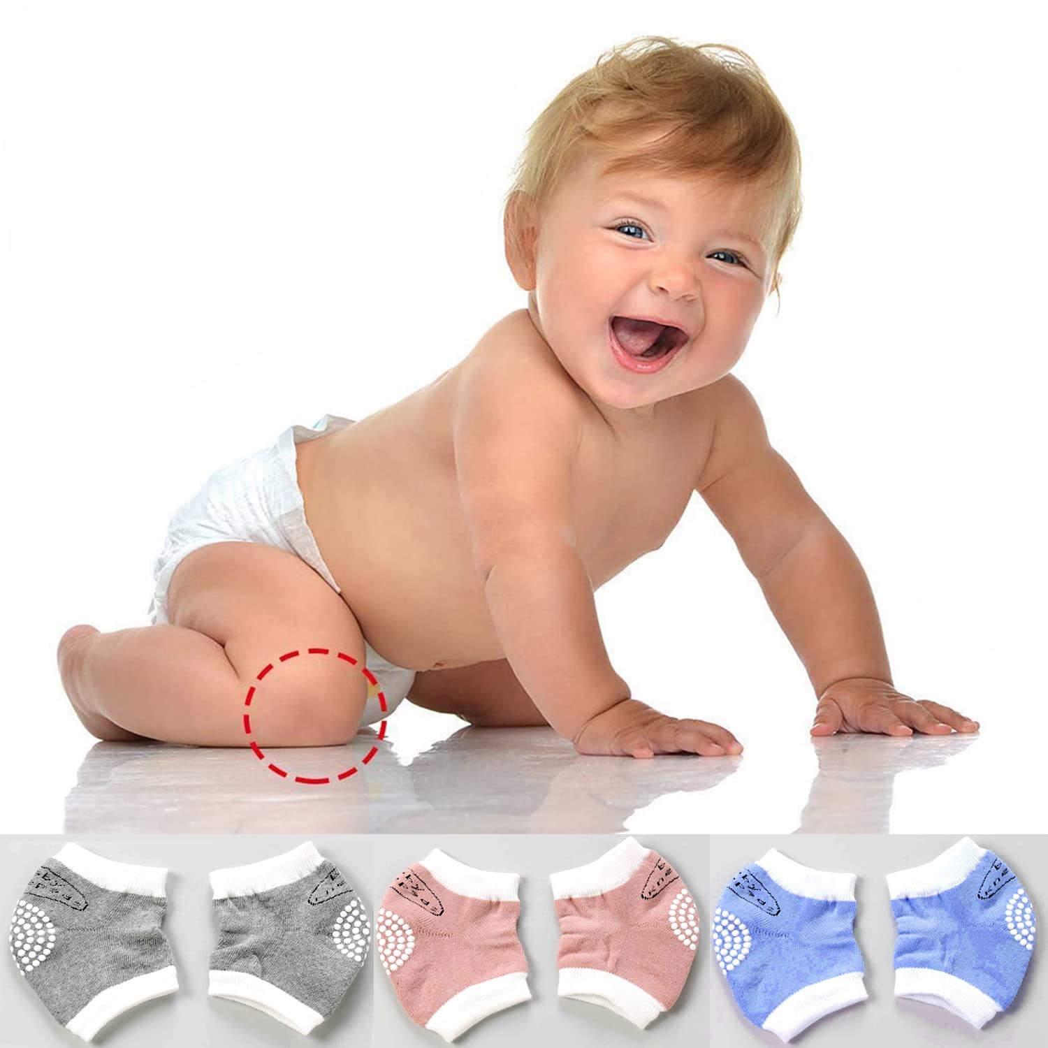 MOM CARE Baby Knee & Elbow Guard Pad For Crawling, Toddlers, Infant, Girl, Boys, Safety Protector Comfortable Cap for Leg and Hand Ideal for 6-12 Months Babies.(Set of 2 Pair)(Random colors) - Image 2 thumbnail