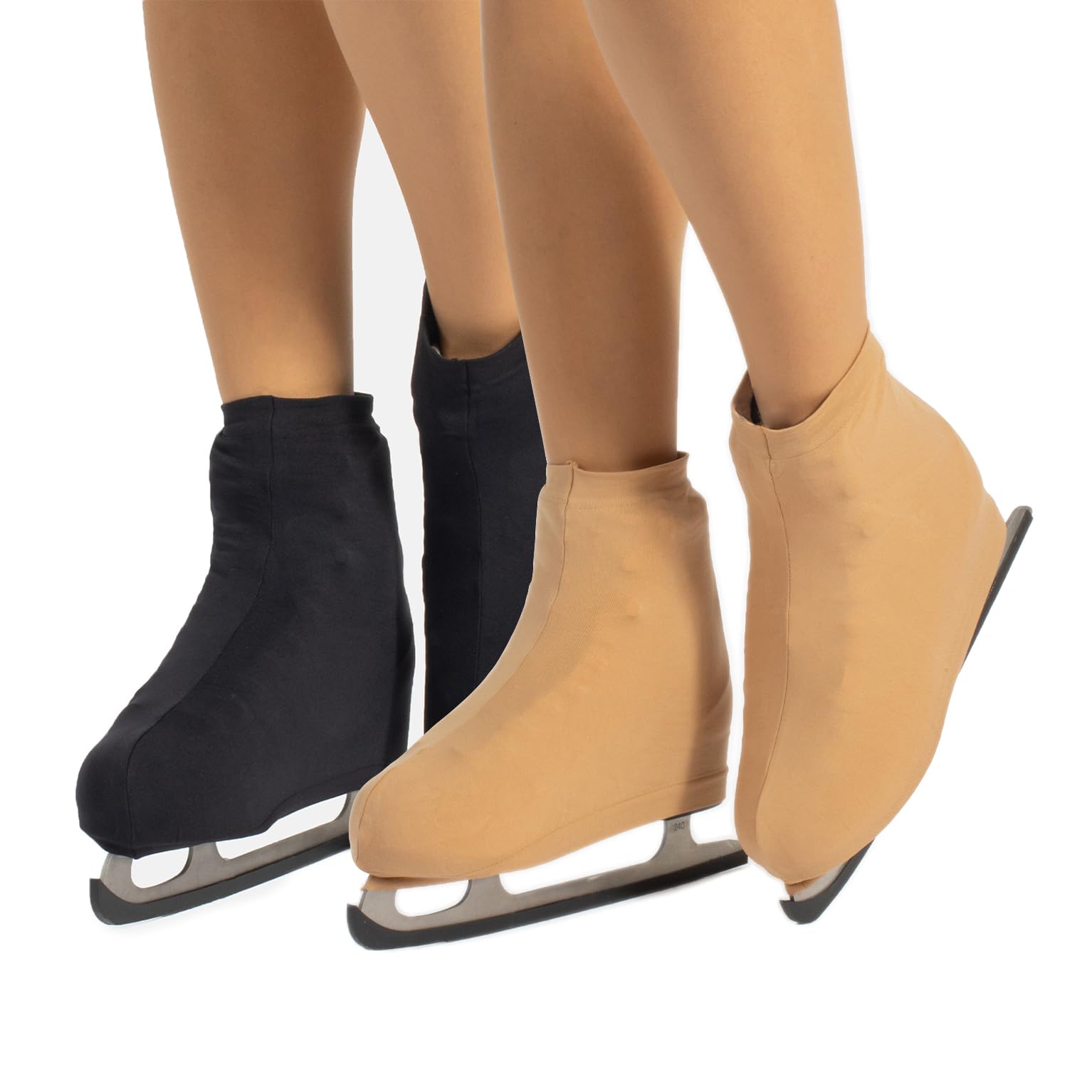 Calzitaly Women's Skin+Black Skate Covers, & Girls' Roller & Ice Skating Wear, 70 Den, 10-13, Made In Italy