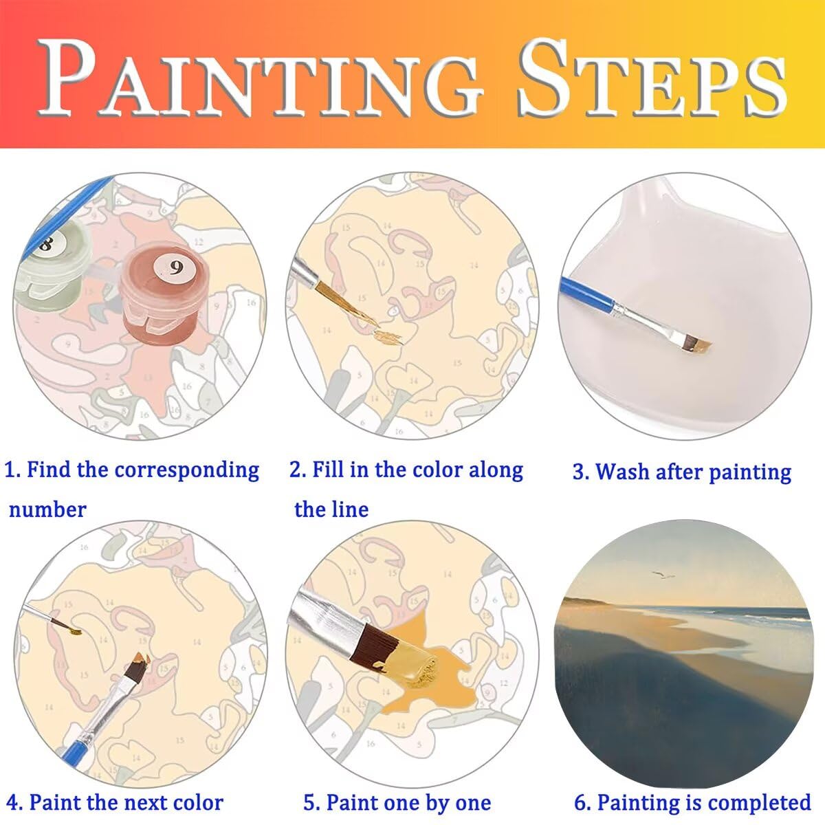 Dipingere con i Numeri Oceano, Paint by Numbers Adulti Spiaggia, Fai da te Creativi Adulti Quadri da Dipingere Numerati Kit per Decorazione Della Parete di Casa, Regalo 80x110 cm Senza Cornice Z6-C