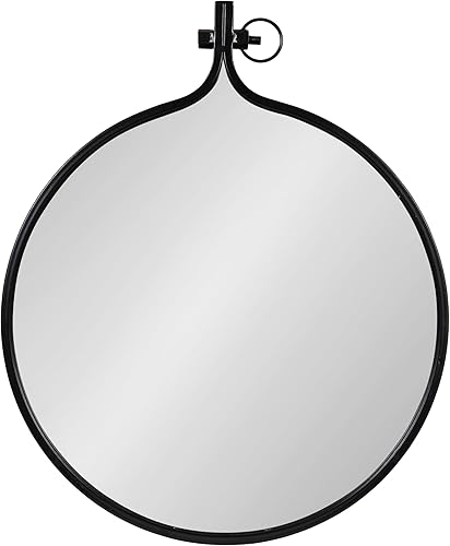 Miniatura 14 de Kate and Laurel Yitro - Espejo de pared redondo industrial rústico con marco de metal, 23.5 x 28.5 pulgadas, carbón oscuro