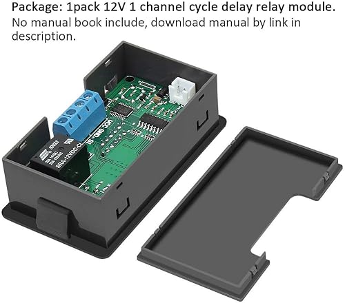 Interruptor del temporizador del relé de retardo del ciclo digital de 12V 1 canal programable de Icstation, pantalla LED doble de color verde, rojo